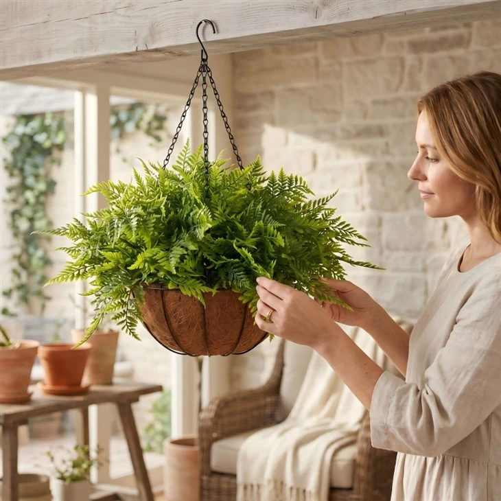 Hanging Faux Ferns