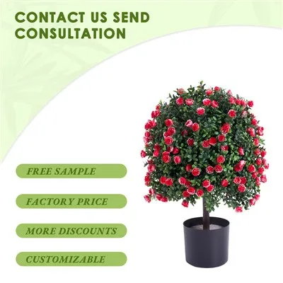 Artificial Flower Red Rose Potted Plant Artificial Bonsai