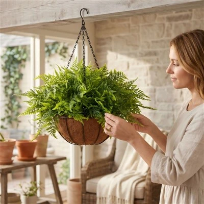 Hanging Faux Ferns
