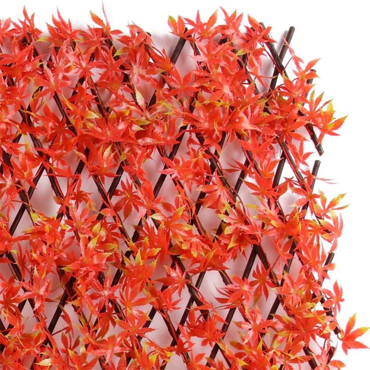 Artificial Fence Screen Leaves Red Maple Extendable Fence