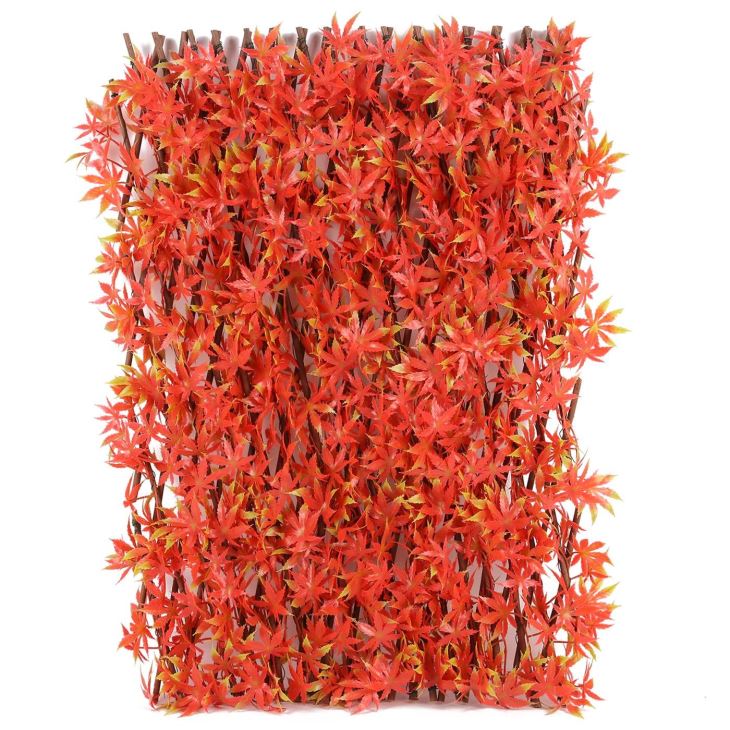 Artificial Fence Screen Leaves Red Maple Extendable Fence